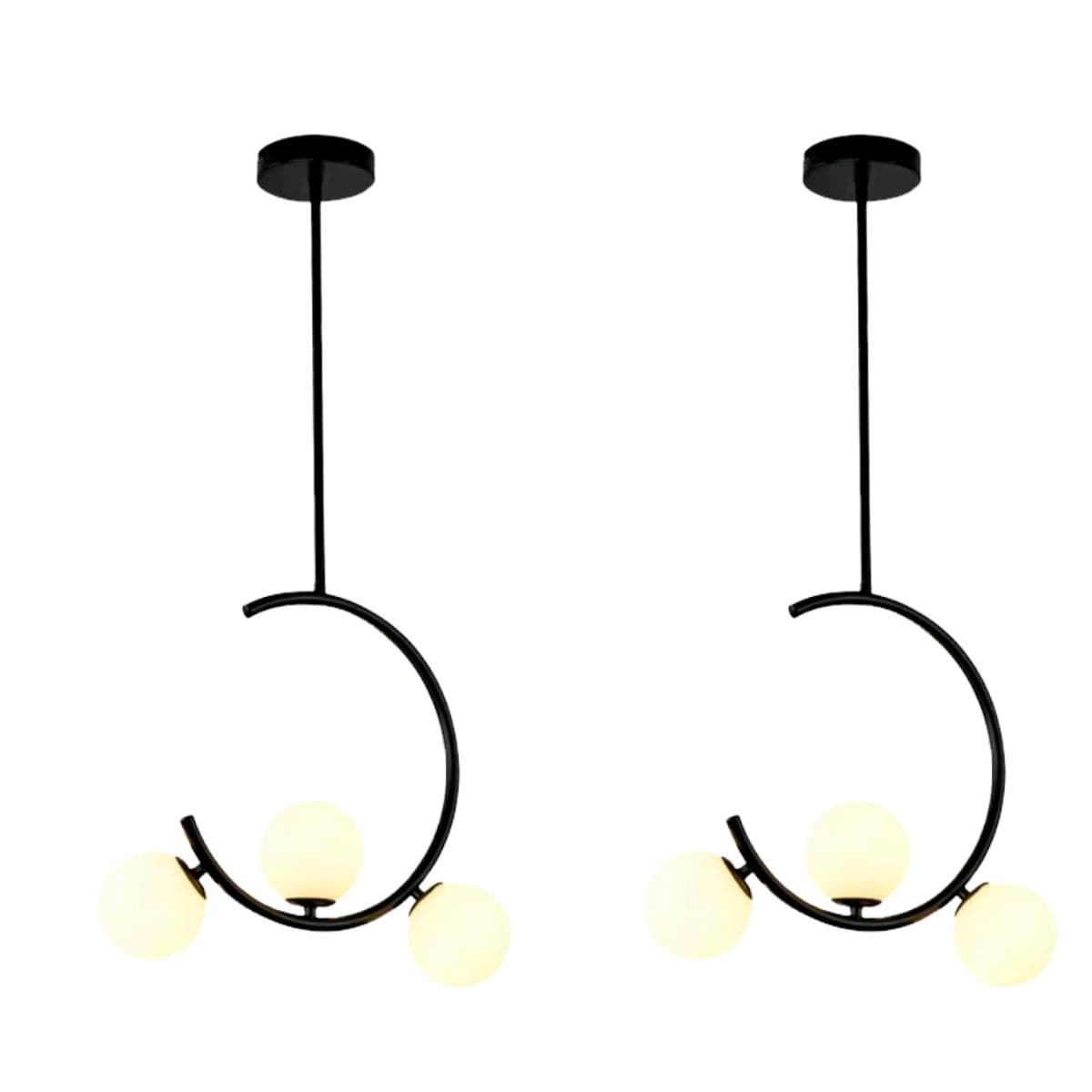 Kit 2 Pendentes Nitrolux LP-200P Preto 3xG9 Decor