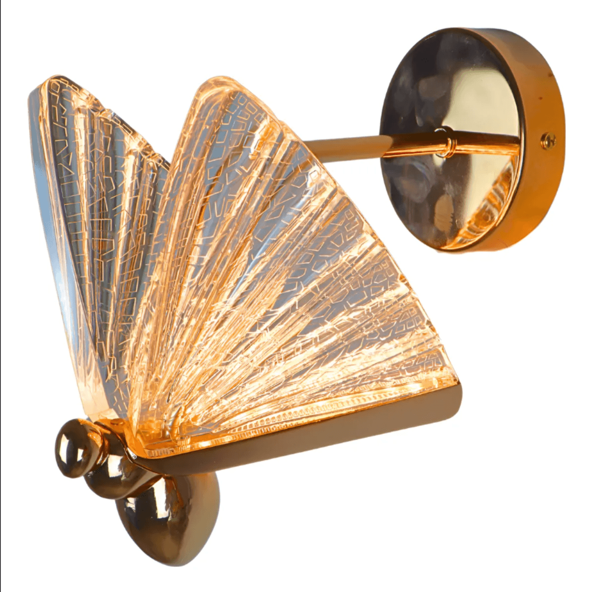 Arandela Led Borboleta Dourada 7W 3000K Decorativa Moderna