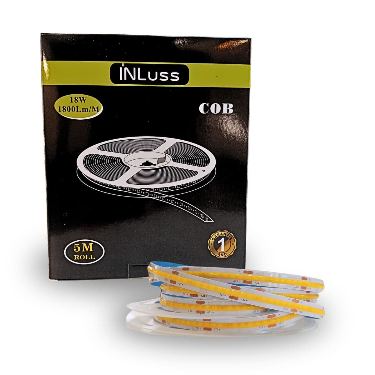 FITA COB 252D  12V 18W 5MT IP20- INLUSS Temperatura de cor:3000k