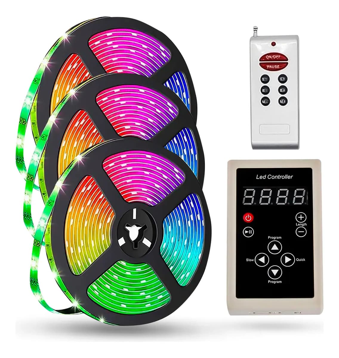 Kit 3 Fitas LED 3D RGB 5m 133 Efeitos Com Central e Controladora 12V