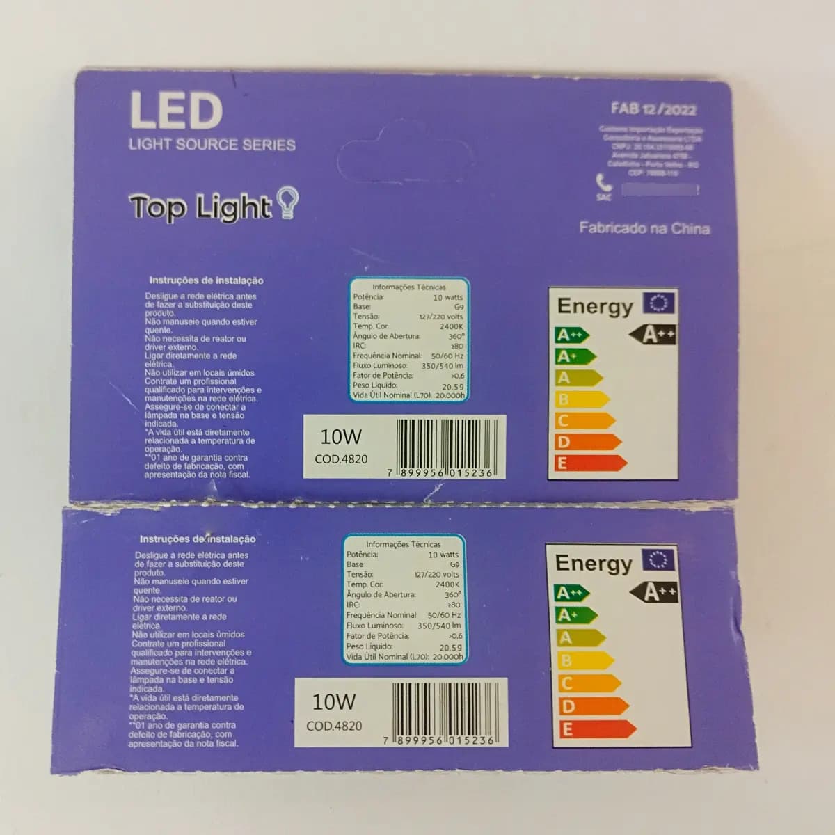 Kit 2 Lâmpadas LED G9 Halopin 10W 2400K Bivolt - Top Light