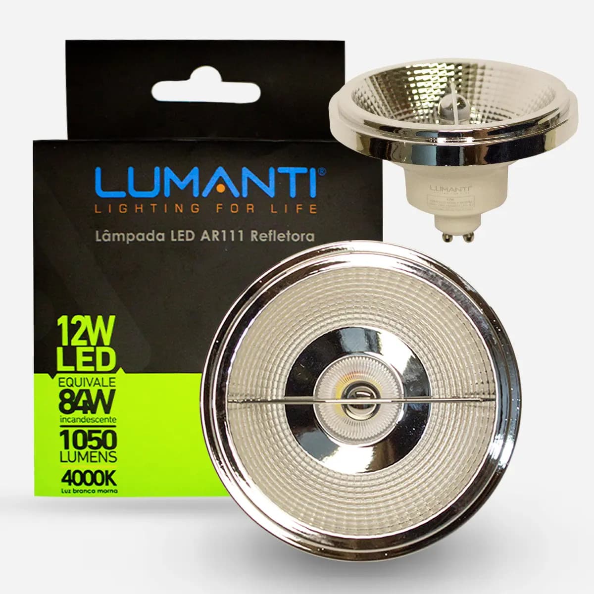 Lâmpada AR111 LED 12W 4000K Branco Neutro - Lumanti 1050lm