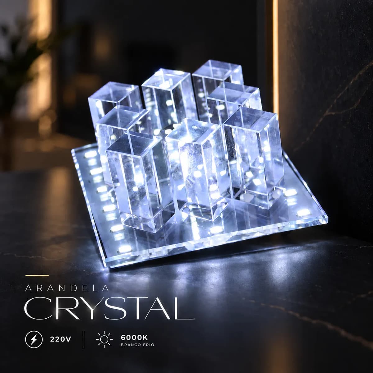 Arandela Crystal Led 6000k Xp1194 Ac85-265v Azul-claro
