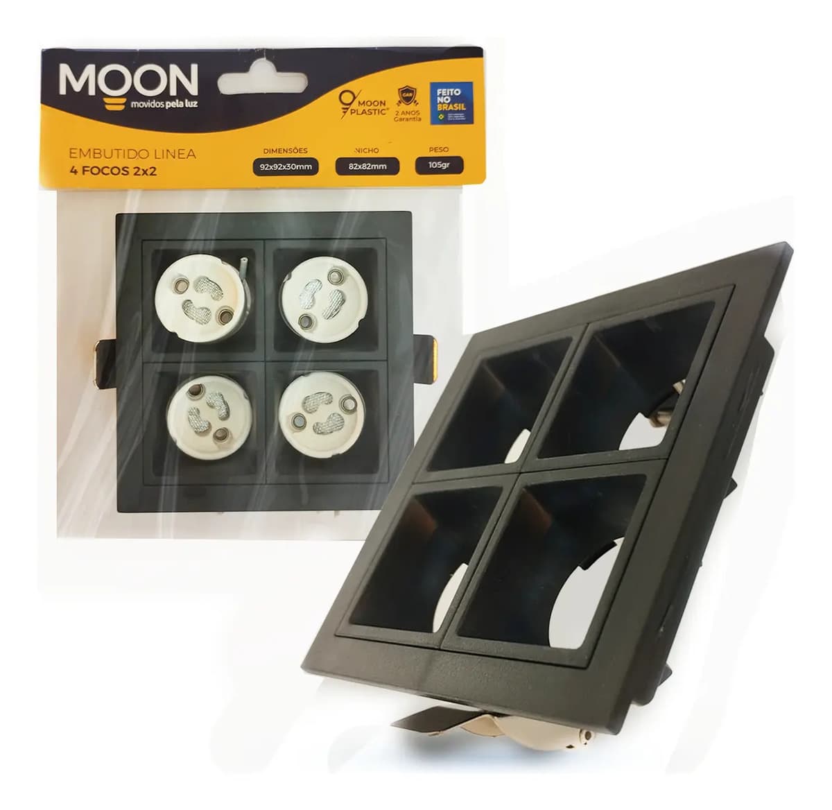 Spot Embutir Recuado 4 Mini Dicroicas MR11 GU10 - Moon Preto