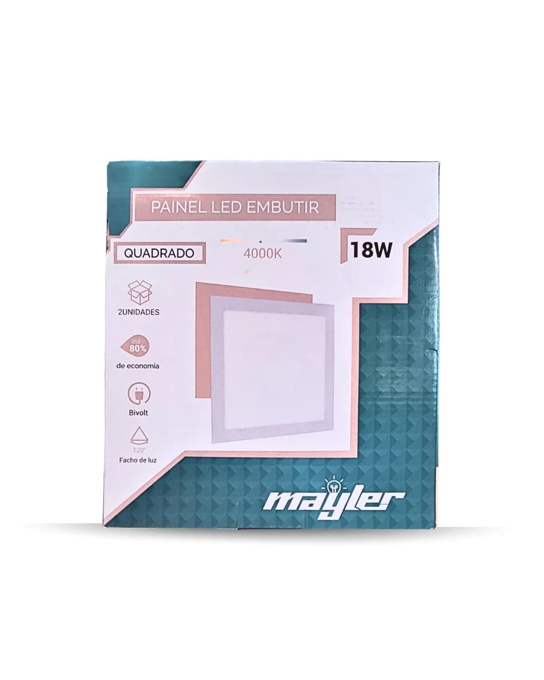 Kit 4 Painéis LED Embutir Quadrado 18W 4000K Neutro Mayler