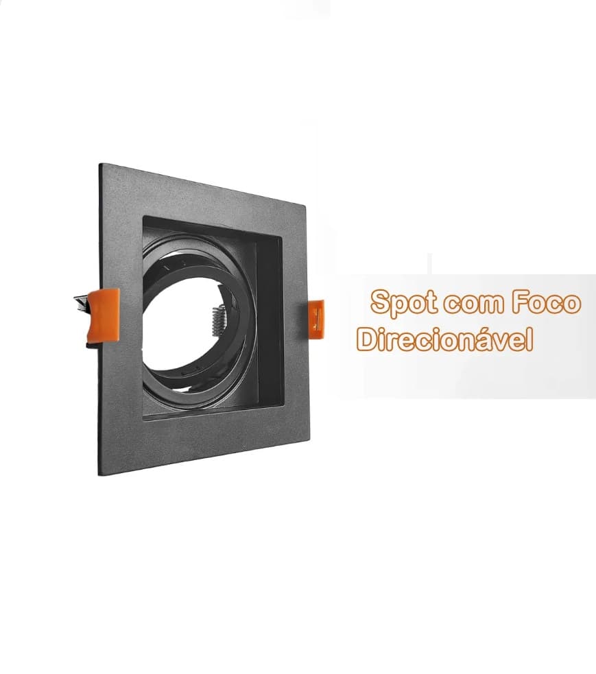 Kit 10 Spots De Embutir Rec MR11 Preto + Lâmpada MR11