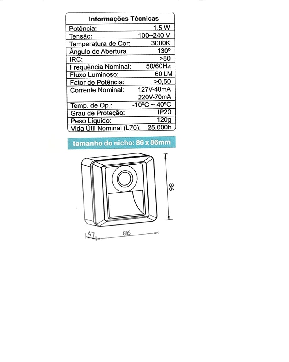 KIT 4 BALIZADOR KYOTO IP20 BRANCO 1,5W 3000k - GALAXYLED