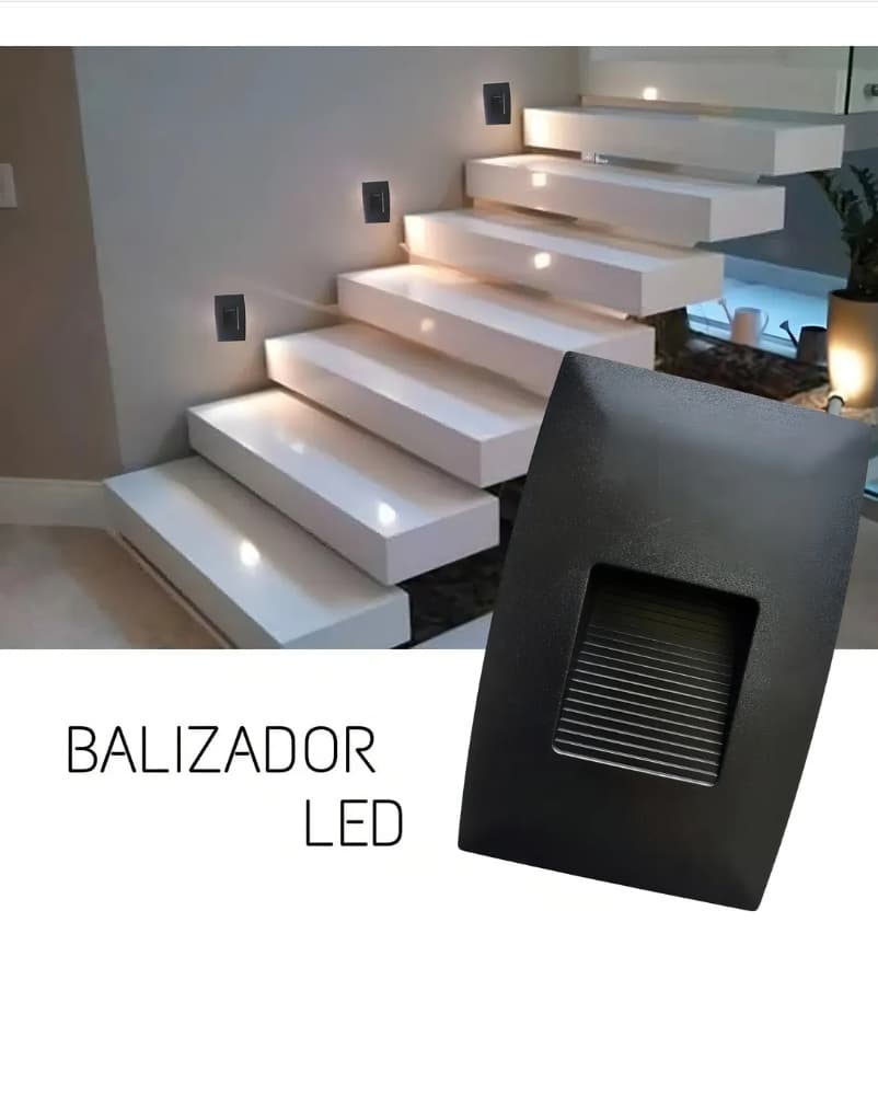 Balizador LED 2W 4x2 Preto 3000K Embutir