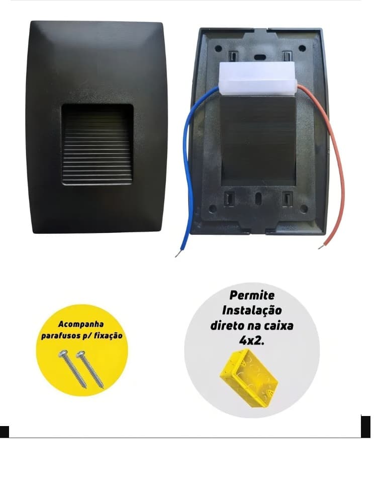 Balizador LED 2W 4x2 Preto 3000K Embutir