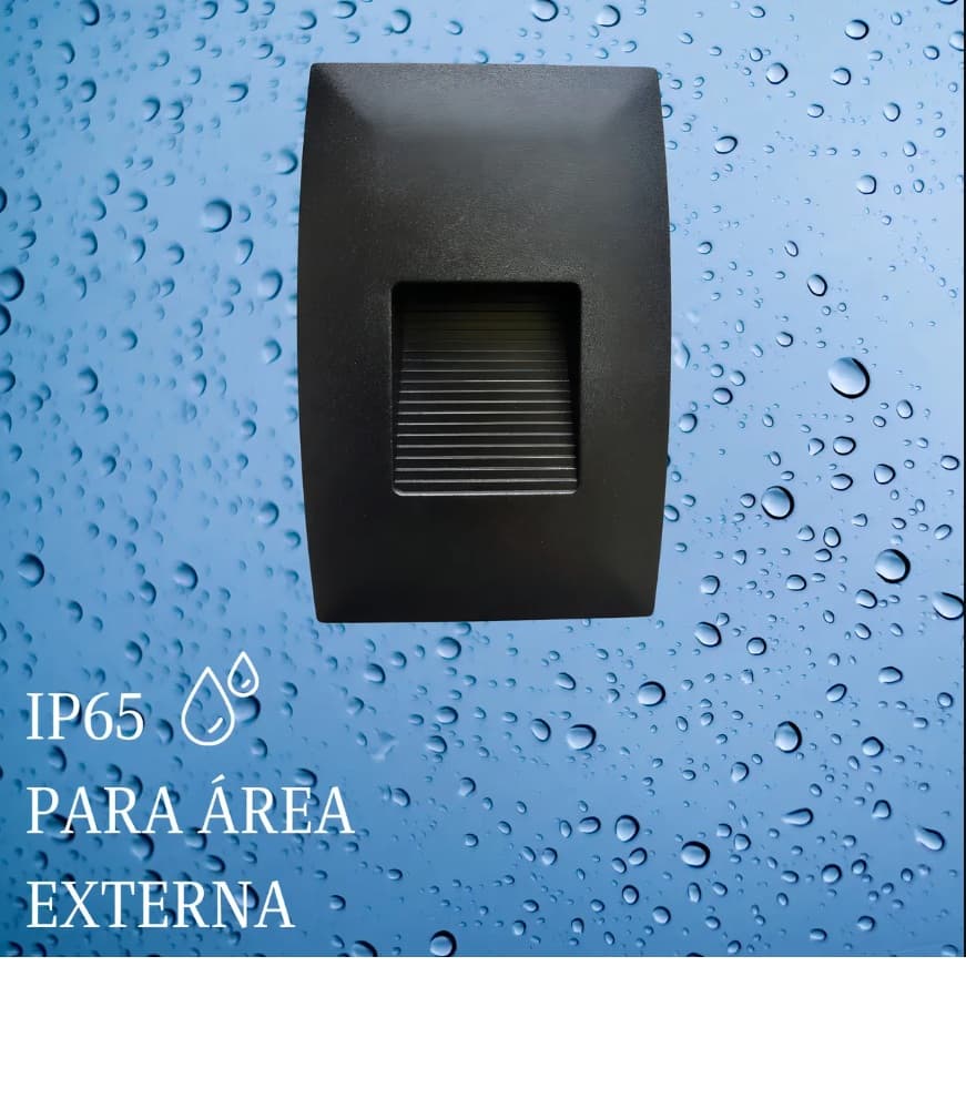 Balizador LED 2W 4x2 Preto 3000K Embutir