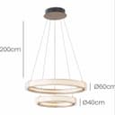 Luminária Pendente Anel Duplo Moderno LED 65W 3000K Dourado