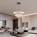 Luminária Pendente Anel Duplo Moderno LED 65W 3000K Dourado