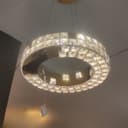 Lustre Pendente Cristal Dourado Aro Iron 42cm 30W 3000K Luclair
