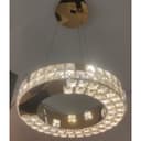 Lustre Pendente Cristal Dourado Aro Iron 42cm 30W 3000K Luclair