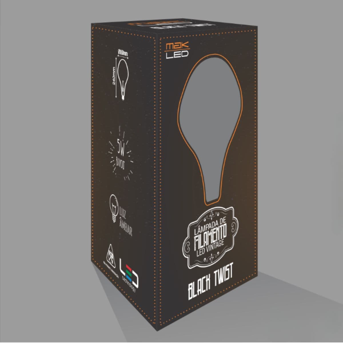 Lâmpada LED Filamento Black Twist 5W 2400K Vintage