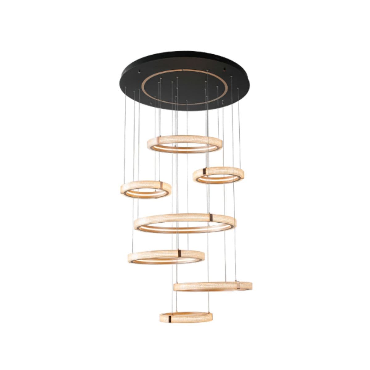 Lustre Pendente LED Solaris 250W 3000K Dourado Bivolt Ø80cm