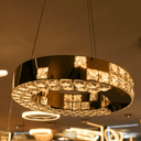 Lustre Pendente Cristal Dourado Aro Iron 42cm 30W 3000K Luclair