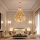 Lustre Suíça Cristal 80cm 30 Lâmpadas Luxo para Sala e Pé Direito Duplo