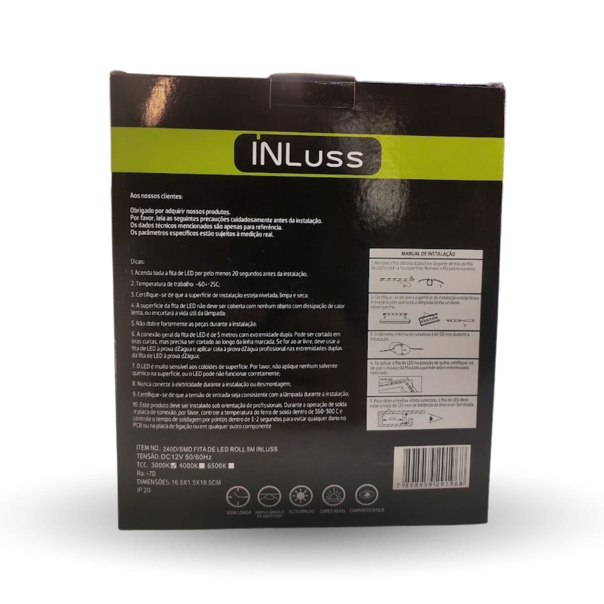 Fita LED 240 LEDs 3000K 21W 12V IP20 5m Alto Brilho Inluss