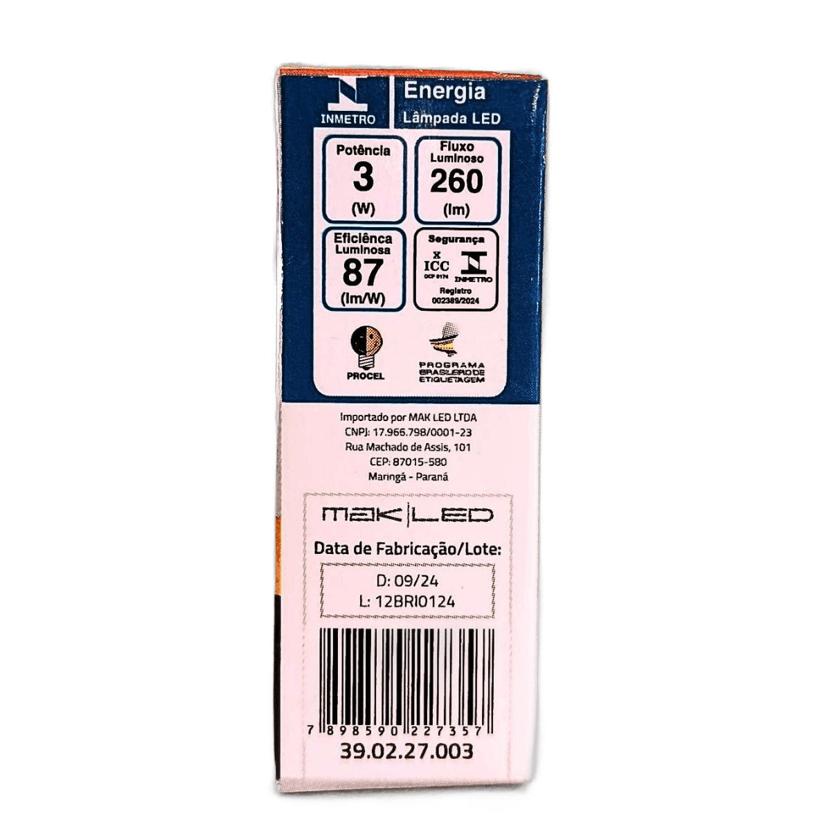 Lâmpada LED G9 MakLED 3W 220V – Branco Quente 2400K