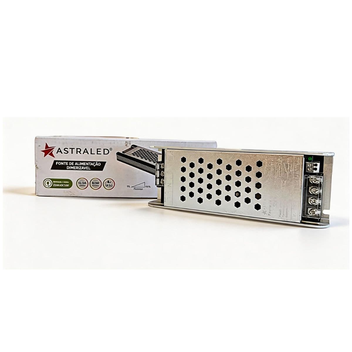Fonte Slim Dimerizável Chaveada 12V 150W 12,5A Bivolt para Fita LED Astraled FA-6076