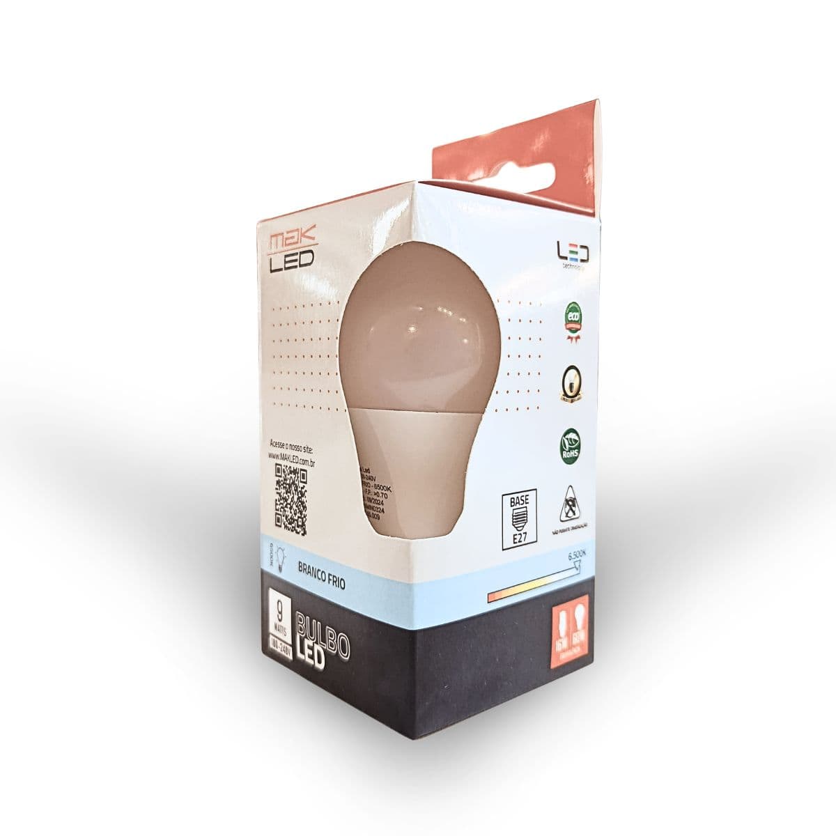 Lâmpada LED Bulbo 9W E27 MakLed 6500K Branco Frio Bivolt 810lm Econômica