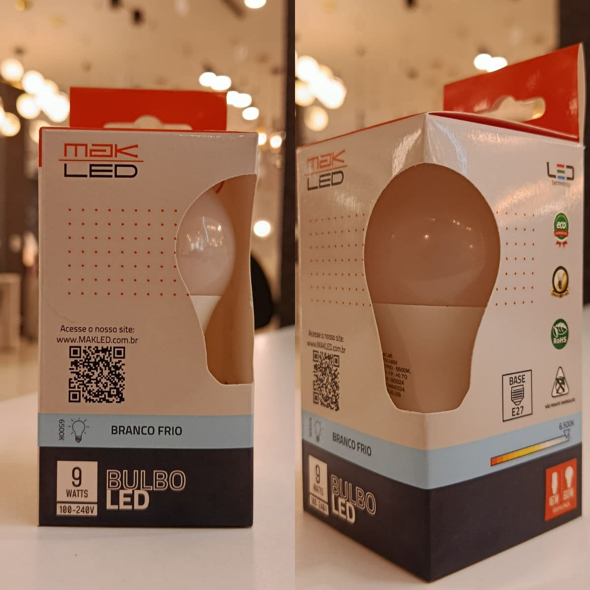 10 Lampadas Bulbo 9W E-27 6500K - Mak LED