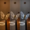 Pendente Borboleta LED 3 em 1 6W Dourado em Acrílico – Luz Quente, Neutra e Fria | AXU