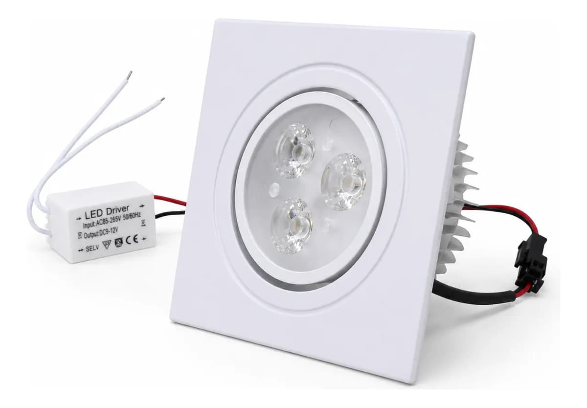 Spot LED Embutir Quadrado 3W 3500K Direcionável Bivolt - Branco