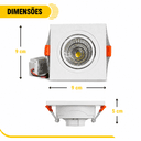 Spot LED Embutir Quadrado 3W 3000K - Branco Quente