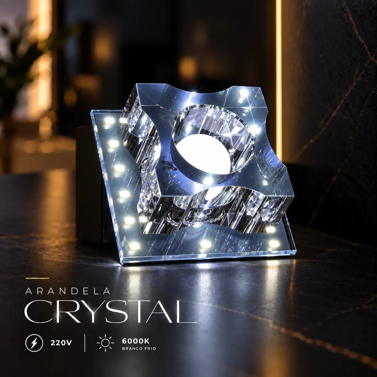 Arandela Crystal Led 6000k Xp1194 Ac85-265v Azul Clar0