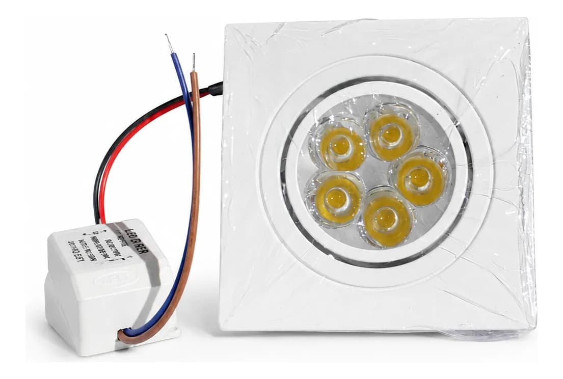 Spot LED Quadrado Embutir 5W 3000K Branco Quente - Bivolt