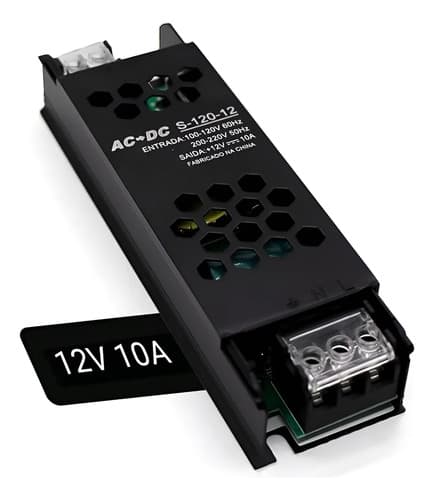 Fonte Slim 12V 10A 120W Capa Preta Mayler
