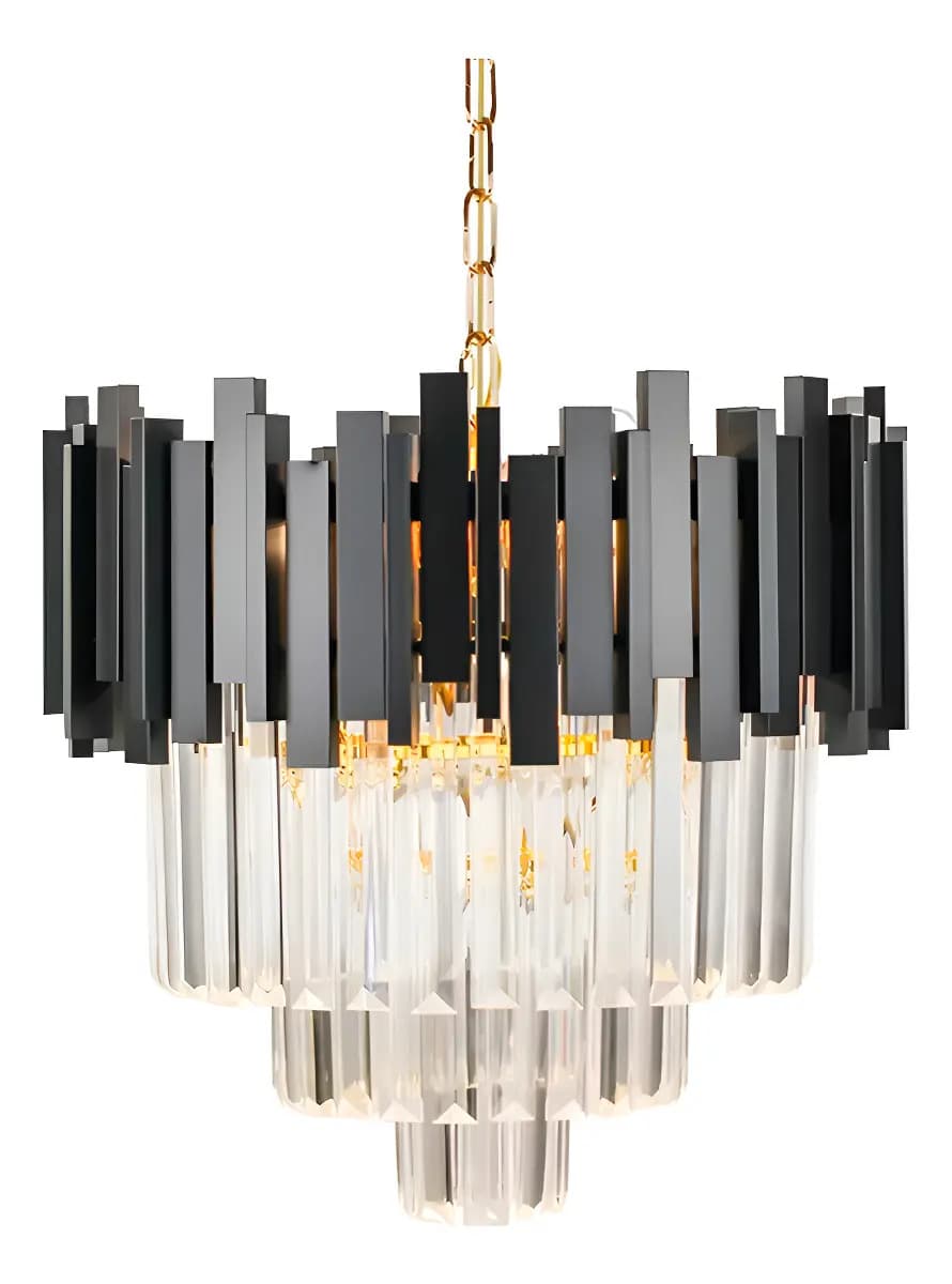 Lustre Cristal Midas Black 300mm 3x14 - Blumenau Preto