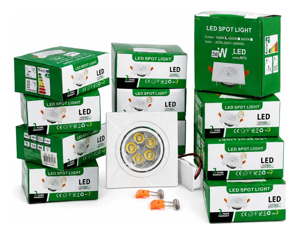 Spot LED Quadrado Embutir 5W 3000K Branco Quente - Bivolt