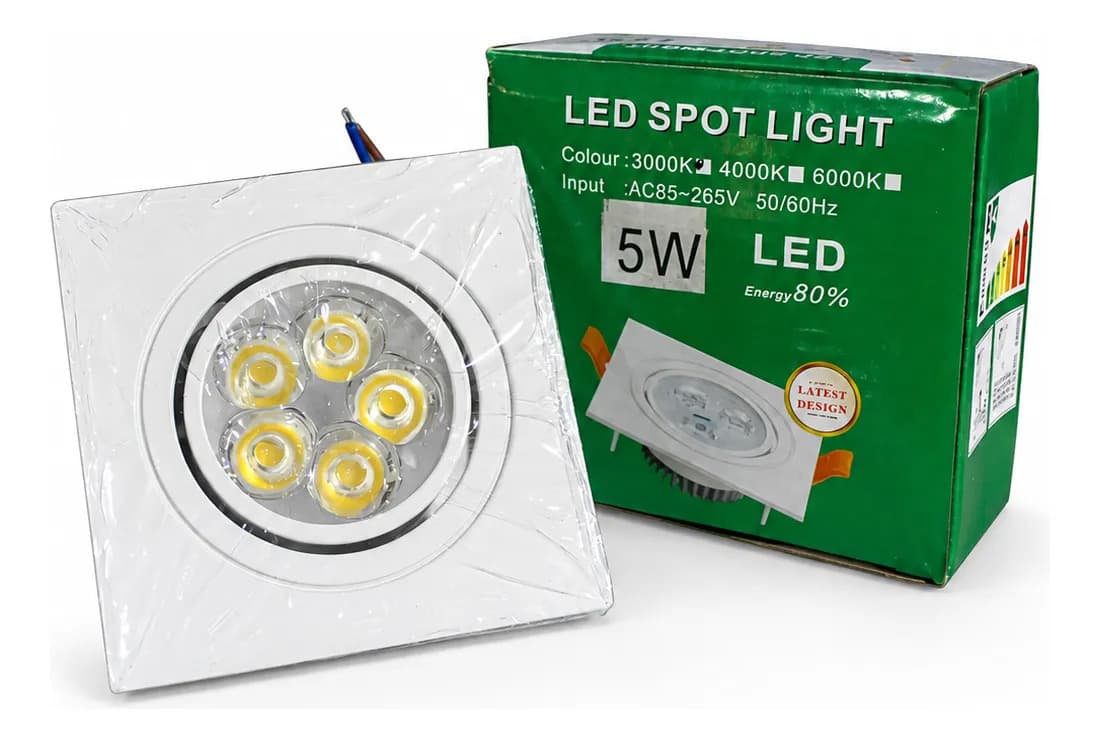 Spot LED Quadrado Embutir 5W 3000K Branco Quente - Bivolt