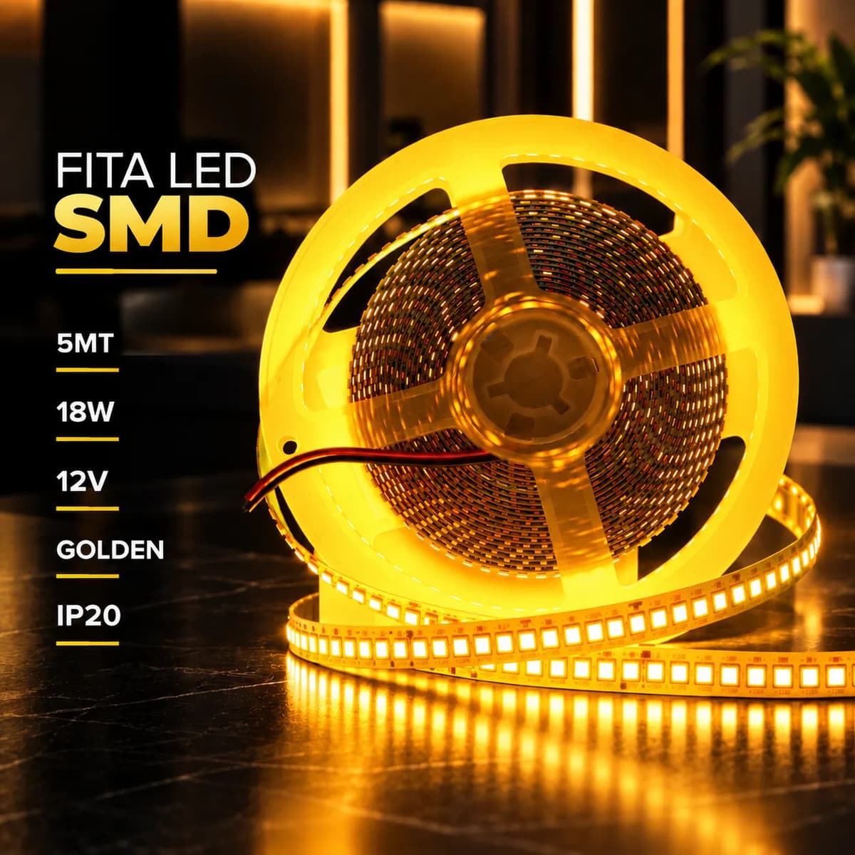 Fita 240 Leds 12v 5mt 18w/mt ( Golden / Verde ) Aaa Top Golden 12v