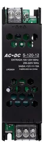 Fonte Slim 12V 10A 120W Capa Preta Mayler