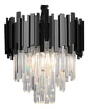 Lustre Cristal Midas Black 300mm 3x14 - Blumenau Preto