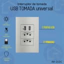 Placa 4x2 com 2 Tomadas Universal 10A + 2 USB - Soyan A8-2U2C Branco