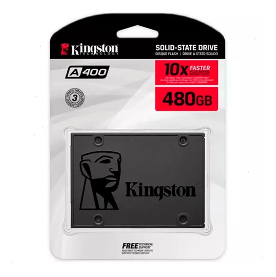 SSD Interno Kingston A400 480GB SATA III 2,5" - Até 500MB/s de Leitura