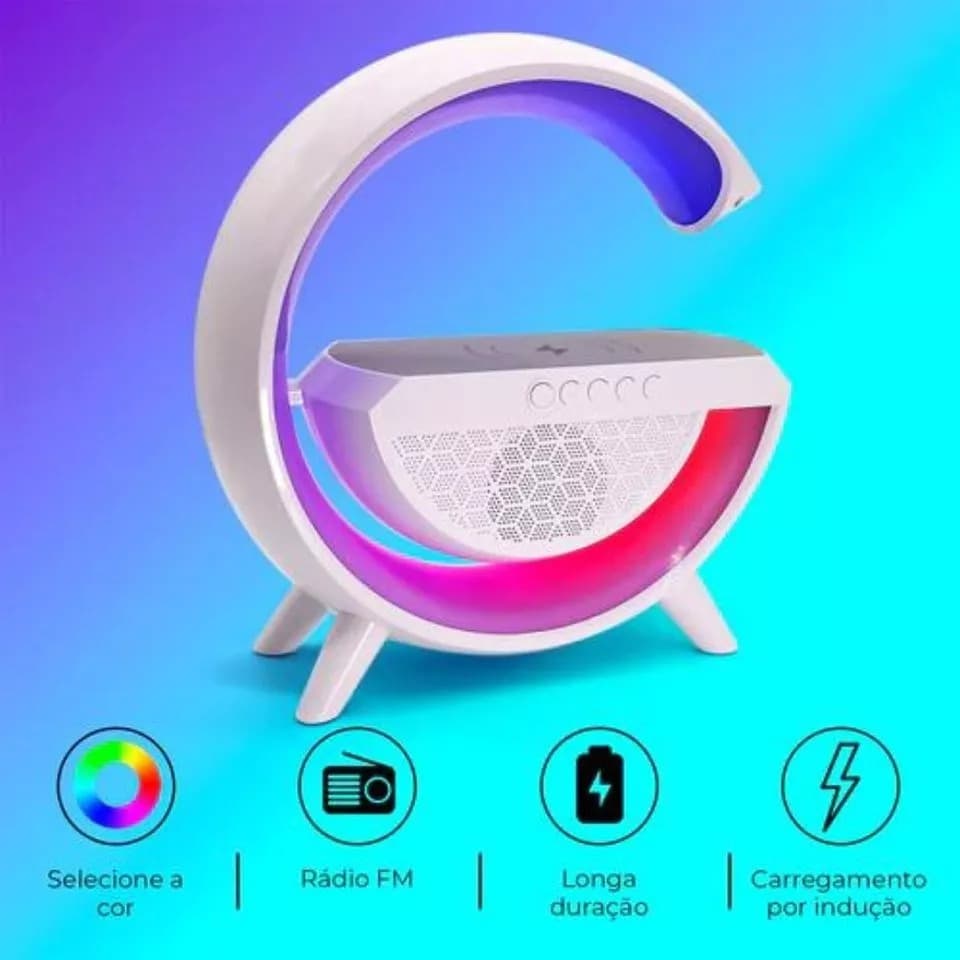 Luminária Inteligente com Caixa de Som Bluetooth G Speaker - Branco Bivolt