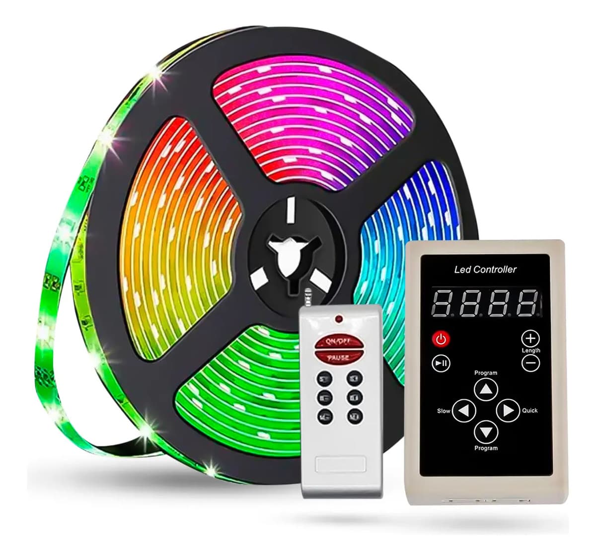 Kit 2 Fitas LED 3D RGB 5m + Central e Controladora 328 Efeitos - 12V