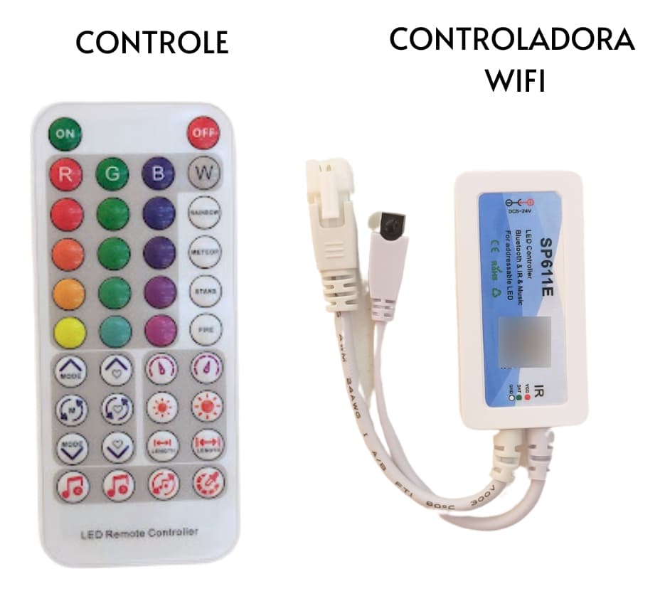 Kit 10m Fita LED RGB 4D + Controladora WiFi + Fonte Para Som Automotivo