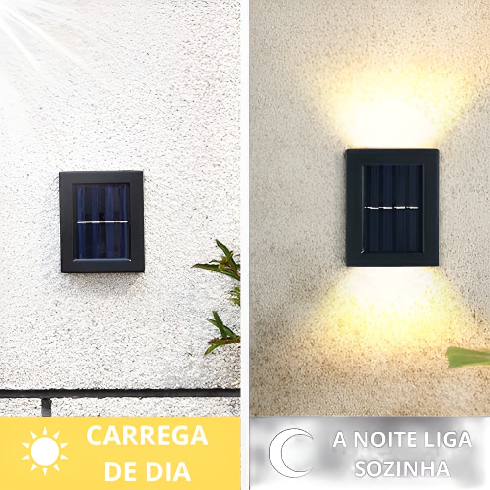 Arandela Solar Slim 2 Focos LED - A.XU Preta
