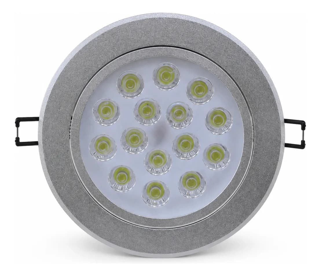 Spot LED Embutir Redondo 15W 6000K Branco Frio Bivolt - Prateado