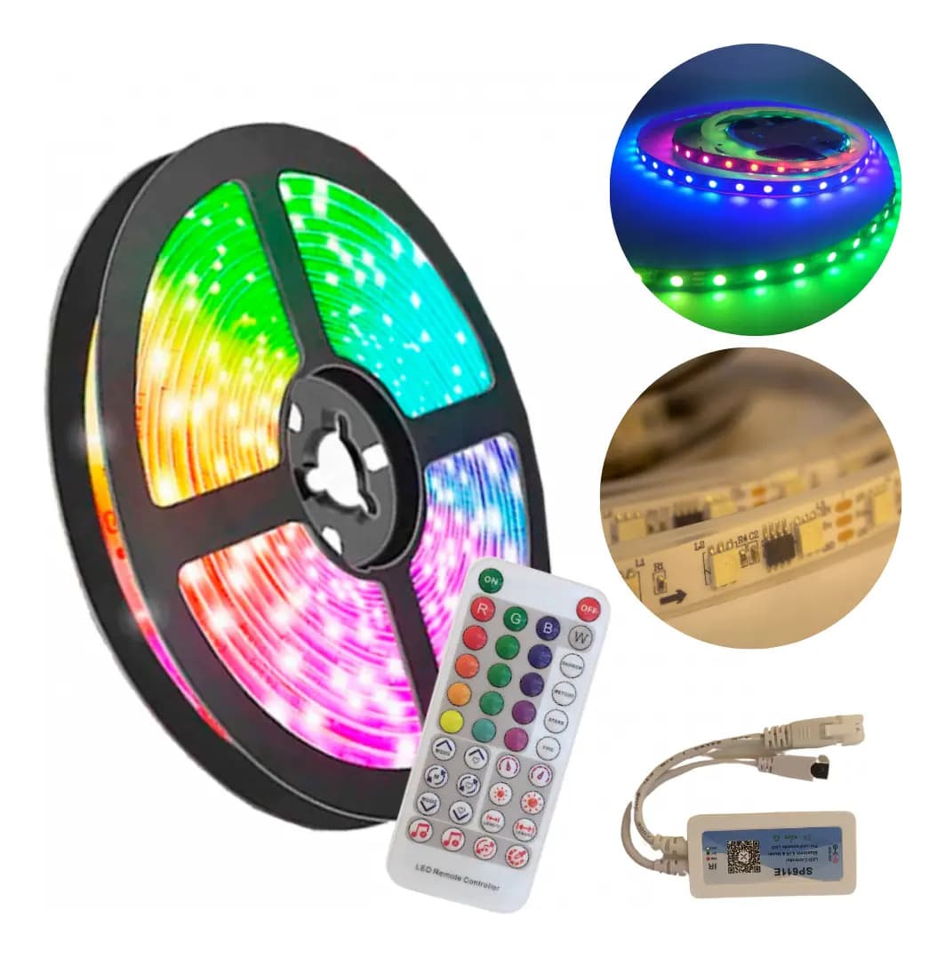Kit 10m Fita LED RGB 4D + Controladora WiFi + Fonte Para Som Automotivo