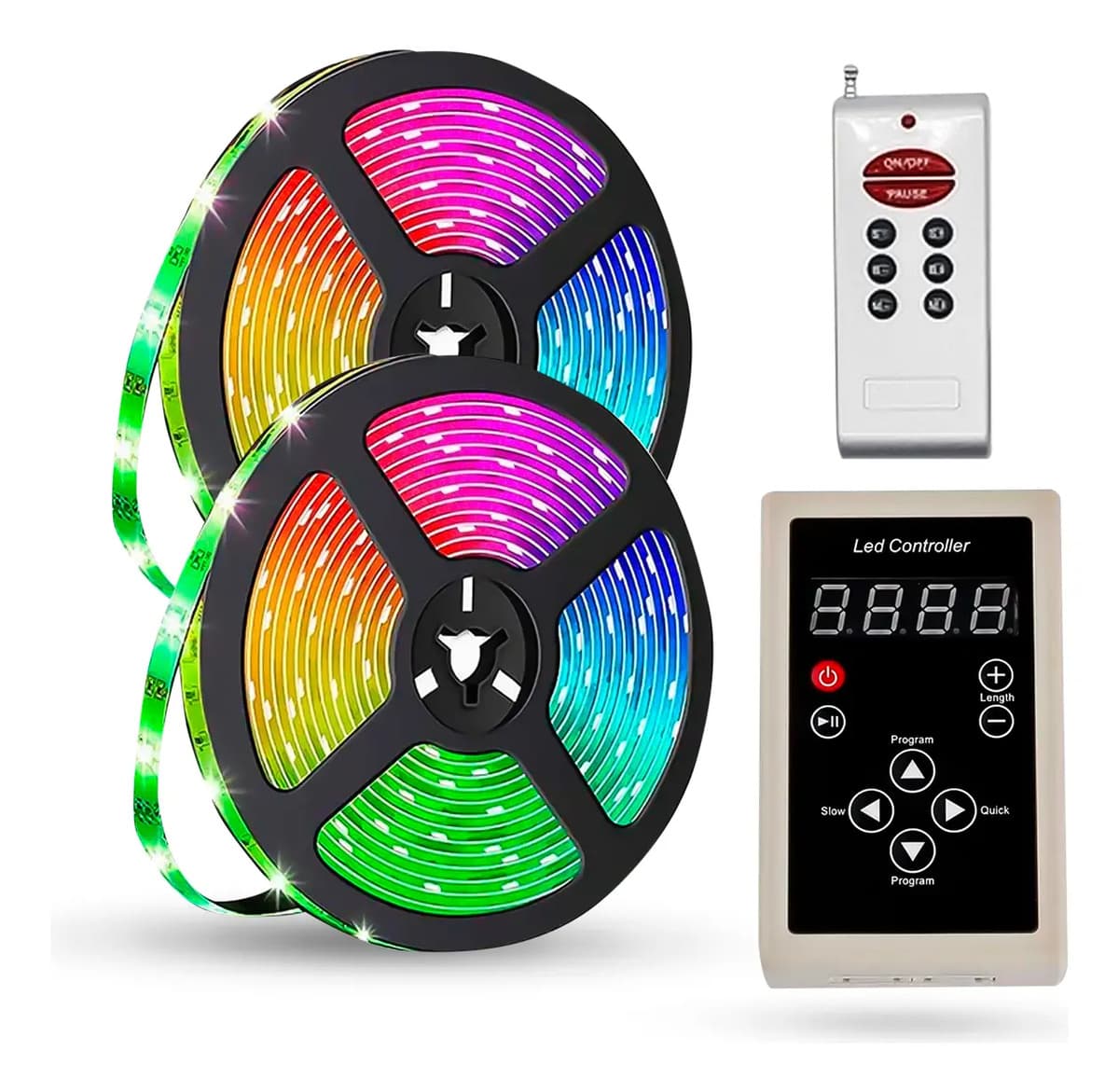 Kit 2 Fitas LED 3D RGB 5m + Central e Controladora 328 Efeitos - 12V