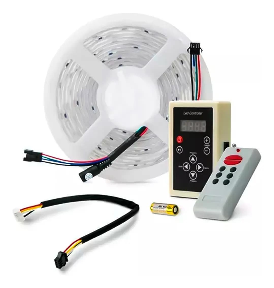 Kit 2 Fitas LED 3D RGB 5m + Central e Controladora 328 Efeitos - 12V