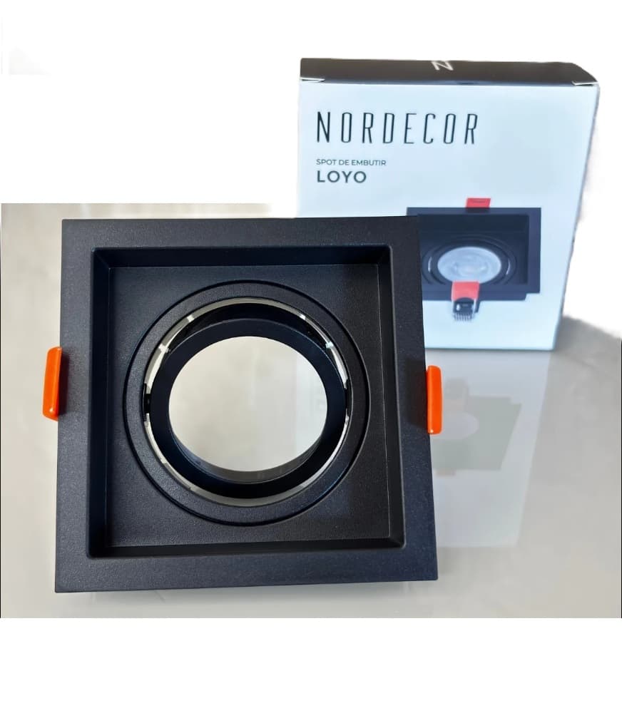 Spot Embutir Recuado Quadrado GU10/MR16 Preto Nordecor Loyo